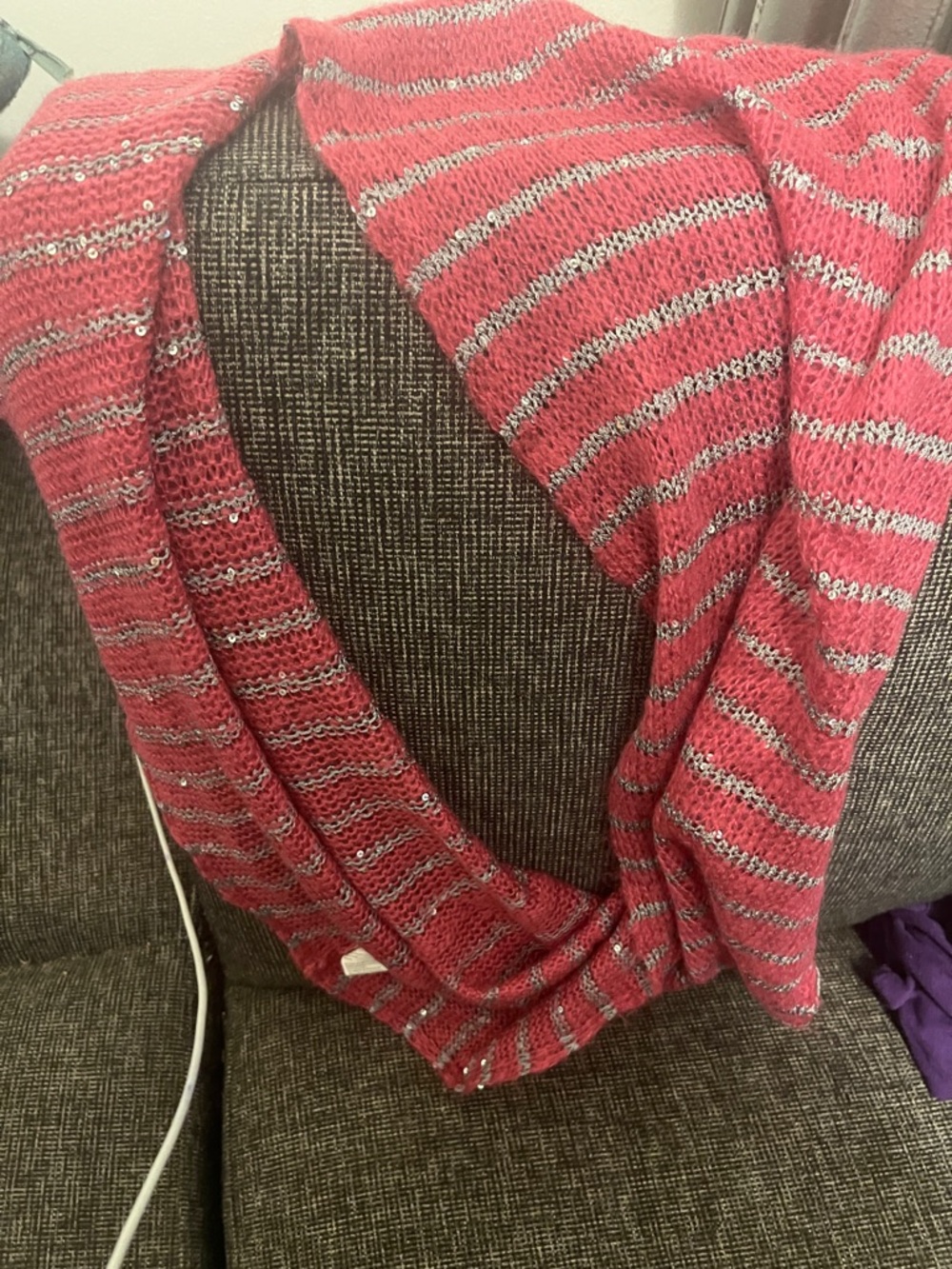 Women’s Pink Striped Lightweight Sweater